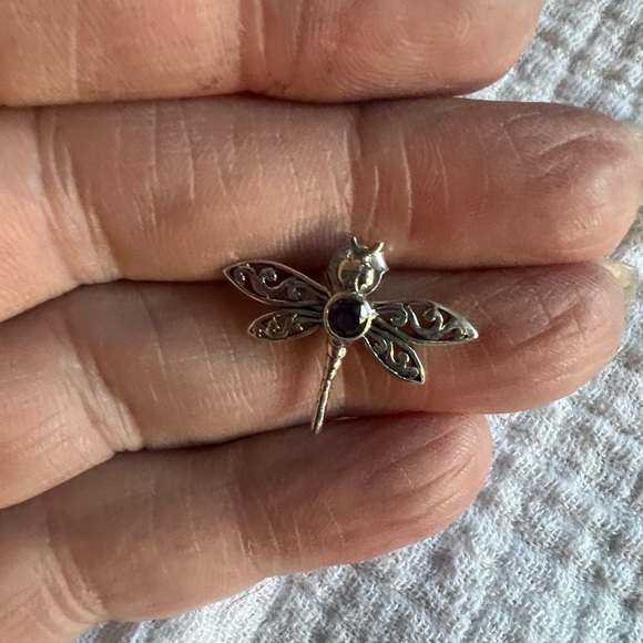 Natural African Amethyst Dragonfly Earrings - Picture 6 of 6